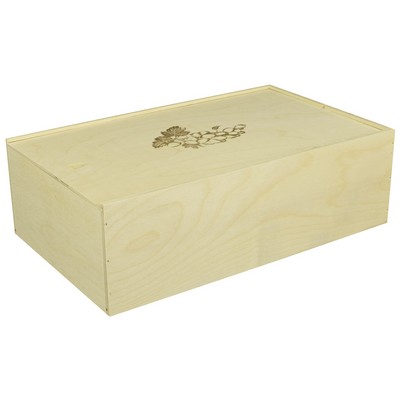 Wooden Box with Sliding Lid -9.5" x 9.5" x 3" ID - Custom engraving - Baltic Birch with thumb open