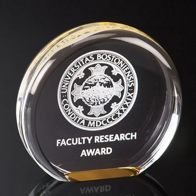 Round Reflective Gold Acrylic Award, Small (4" Diameter x 1" Thick)