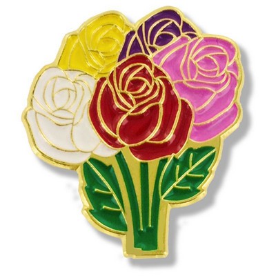 1" Bouquet of Roses Lapel Pin