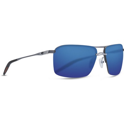 Costa® Del Mar Skimmer Polarized Sunglasses w/Matte Silver Frames & Blue Mirror Lenses