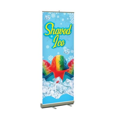 Shaved Ice Pre Printed Premium Retractable Banner 33" x 80" - Blue