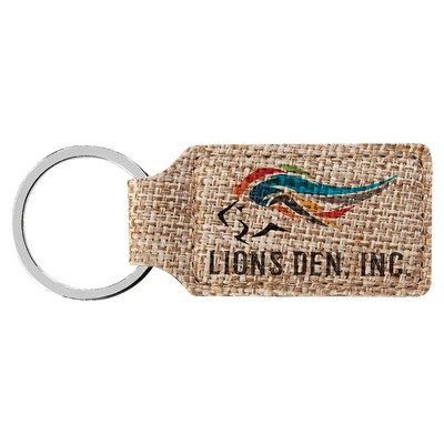 2.75" x 1.25" Rectangle Sublimatable Burlap Keychain