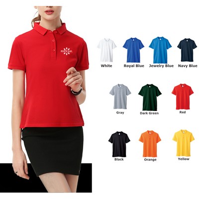 Women's 7.4 oz. Regular-fit Short-Sleeve Cotton Lapel Polo Shirt