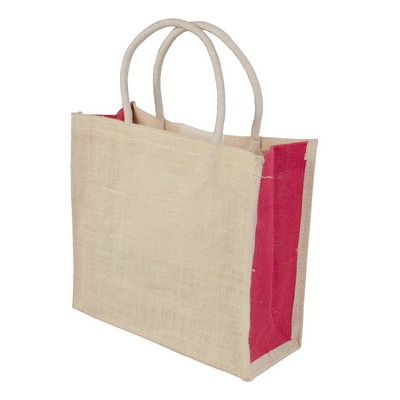 Jute Fiber/Burlap Bag with Thin Rope Handles (11"x4.8"x10")