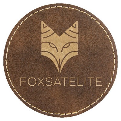 Round Engraved Patch with Adhesive, Rustic Faux Leather, 3" diameter