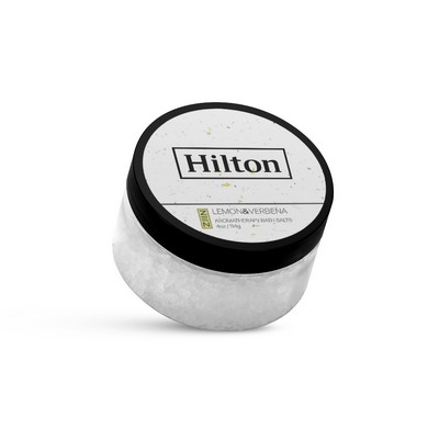 4 Oz. Lemon Verbena Bath Salts In Clear Jar With Black Lid