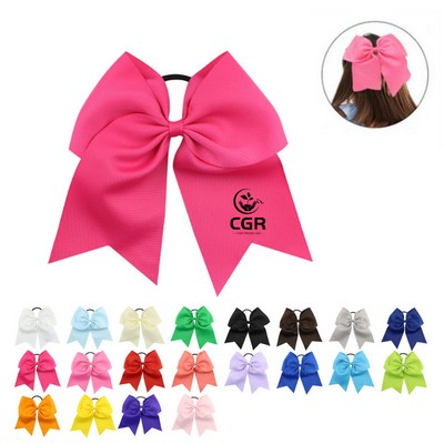 7" Large Cheer Hair Bows Ponytail Holder