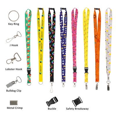 3/4" Full Color Dye-Sublimated Custom Polyester Lanyard