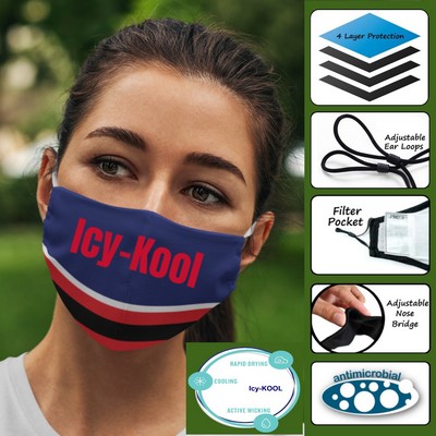 4-Ply Icy Cool Face Mask w/Adjustable Ear Loops - Icy-KOOL Cooling Material