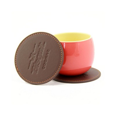 PU Leather Round Shape Coaster