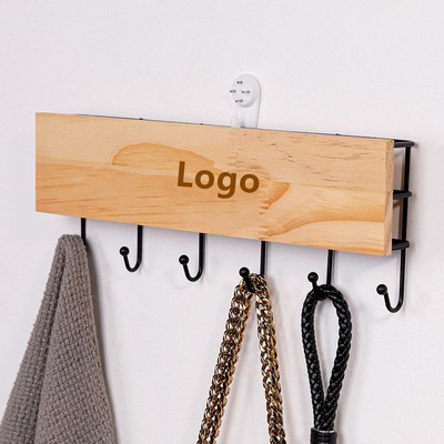 Modern Wooden Entryway Coat & Hat Hooks(6-Hook)