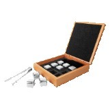 Stainless Steel Whiskey Stone Set w/Bamboo Case