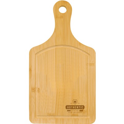 13 1/2" x 7" Bamboo Cutting Board Paddle Shape with Drip Ring