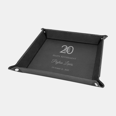 Black/Silver Leatherette Snap Up Tray w/ Silver Snaps