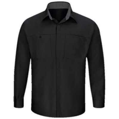 Red Kap® Long Sleeve Performance Plus Shop Shirt w/OilBlok Technology - Black/Charcoal Gray