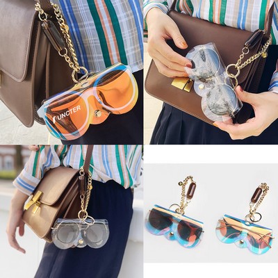 Glasses Case Sunglasses Pouch Portable Eyeglass Carrying Case With Chain