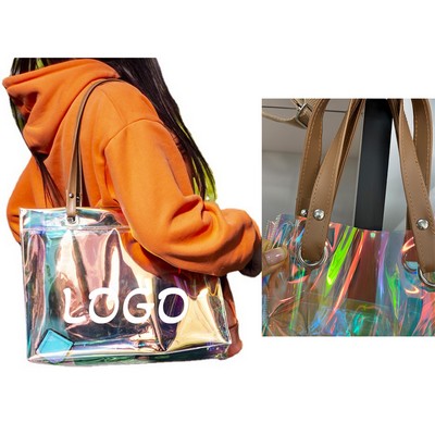 Holographic Tote Bag With PU Handle