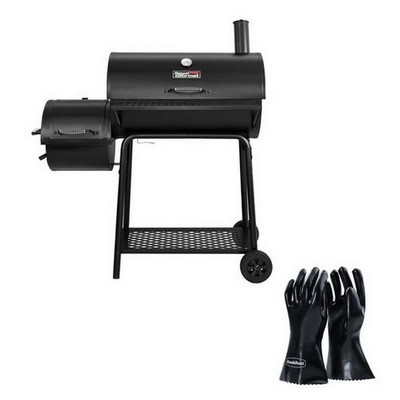 Keg Products Charcoal Grill w/Offset Smoker & Gloves