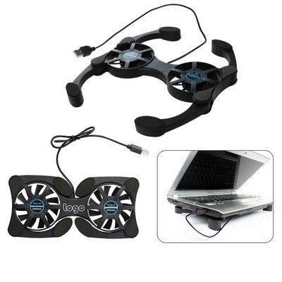 Foldable Laptop Cooler Stand with Double Fans and USB