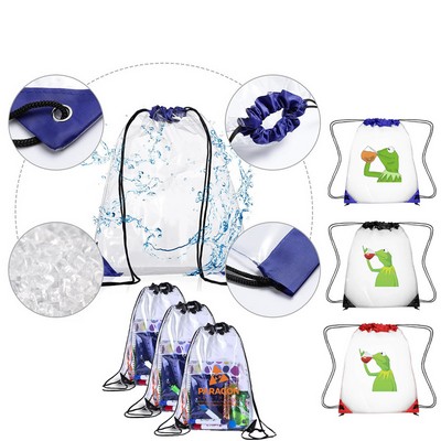 Large Clear Waterproof Stadium Drawstring Backpack