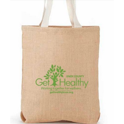 All Natural Jute Tote w/Fancy Web Handles & Bottom (15"x16"x3")