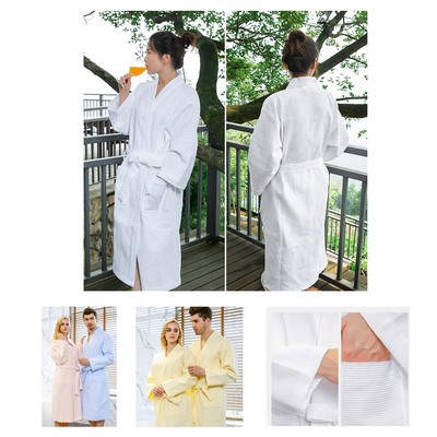 Lightweight Cotton Long Waffle Spa Bath Robes