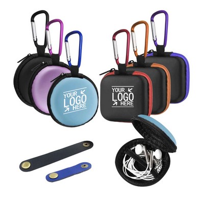 Portable Earbuds Case Storage Box With Carabiners