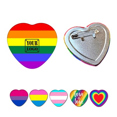 Custom Heart-shaped Rainbow Pride Brooches Pin