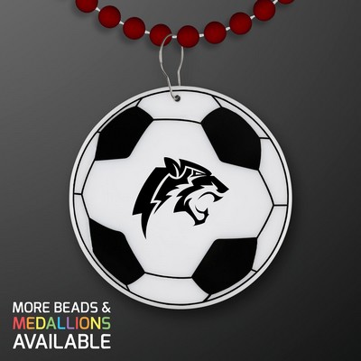 Soccer Ball Medallion with Crimson Beaded Necklace (Non Light Up) - Domestic Print