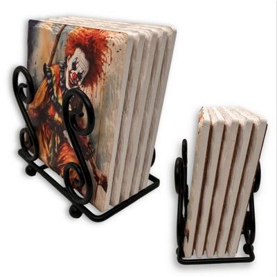 Upright Scroll Metal 5 Coaster Holder Sets