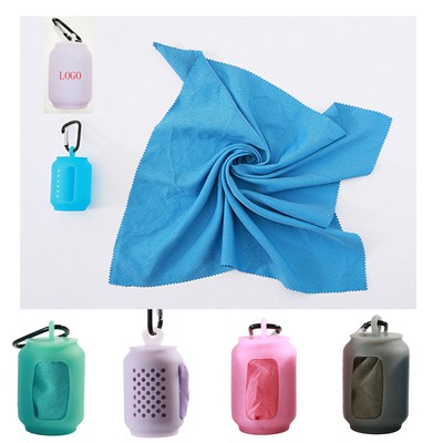 Portable Quick Drying Towel With Silicone Holder & Carabiner