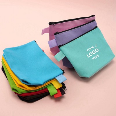 Custom Assorted Colors Canvas Zipper Pouch