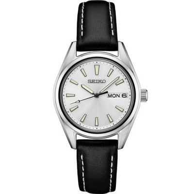 Seiko Ladies' Watch with Black Leather Strap