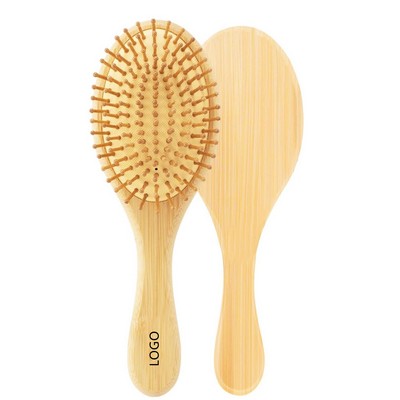 Oval Bamboo Paddle Hair Brush With Bamboo Bristles For Men Women