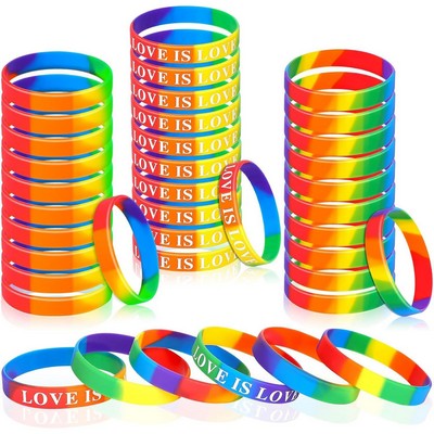 Gay Pride Wristbands Lesbian Rainbow Silicone Bracelets