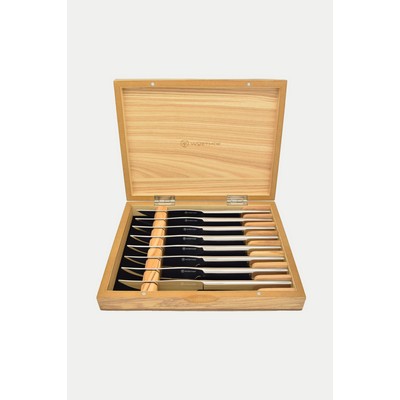 Wusthof 8 Piece Stainless Steak Knife Set in Olivewood Presentation Box