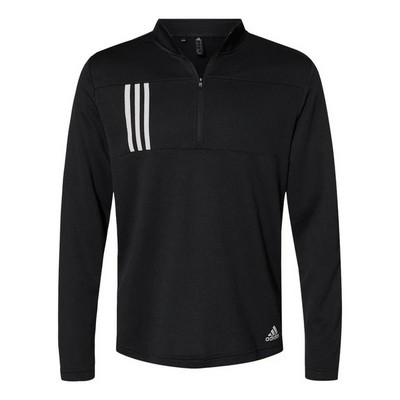 Adidas® Double Knit Quarter Zip Pullover w/3 Stripes