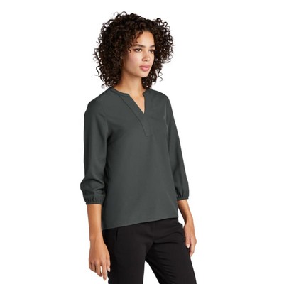 MERCER+METTLE Women's Stretch Crepe 3/4-Sleeve Blouse