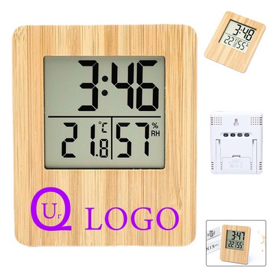 Bamboo Multifunction Lcd Clock