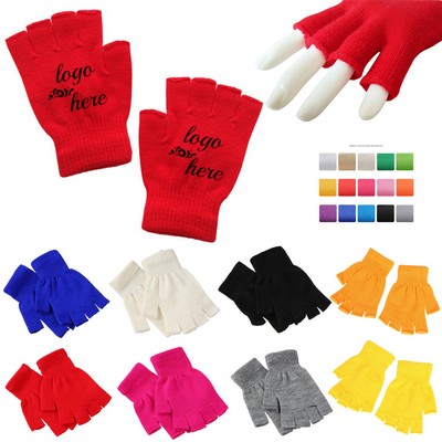 Thickened Half Finger Winter Gloves