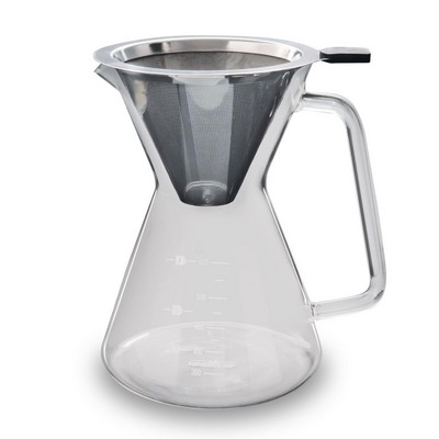 KitchenSupply London Sip - Glass Pour Over Carafe W/Reusable Filter, 600Ml