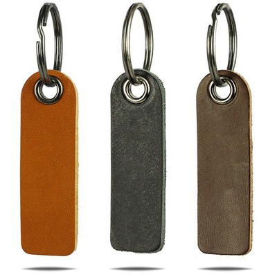 Vegetable-Tanned Leather Keychain with Logo Embossing