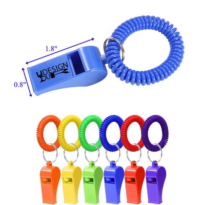 Coaches Referees Officials School Outdoor Sports Survival Training Coil Wristband Whistle Keychain