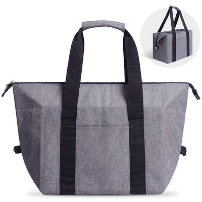 Oxford Zipper Cooler Tote W/ Front Pocket