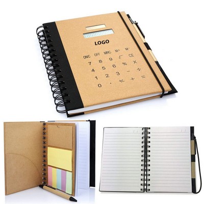 Spiral Notepad With 8 Digits Solar Calculator