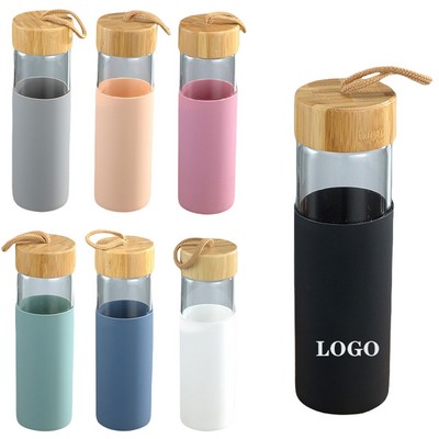 17Oz Glass Water Bottle with Heat-resistant Silicone Sleeve