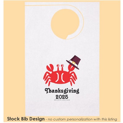 Stock "Thanksgiving Crab" Design Poly Backed Paper Bibs w/Ties Minimum 25 bibs