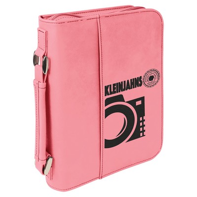 Pink Leatherette Book/Bible Cover with Handle & Zipper