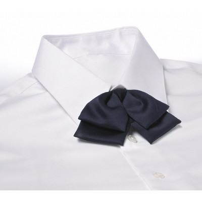 Navy Blue Adjustable Band Polyester Satin Floppy Bow Tie