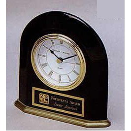 High Gloss Rosewood Finish Arch Clock w/ White Dial (5 5/8"x5 7/8"x1 5/8")